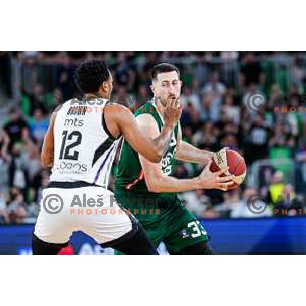 Danilo Tasic in action during regular season basketball match of AdmiralBet ABA League 2024/2025 between Cedevita Olimpija Ljubljana (SLO) and Partizan Mozzart Bet (SRB) in SRC Stozice, Ljubljana, Slovenia on April 27, 2025