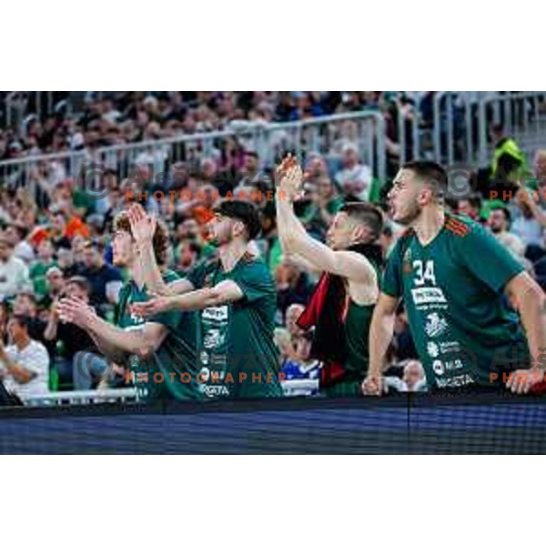 in action during regular season basketball match of AdmiralBet ABA League 2024/2025 between Cedevita Olimpija Ljubljana (SLO) and Partizan Mozzart Bet (SRB) in SRC Stozice, Ljubljana, Slovenia on April 27, 2025