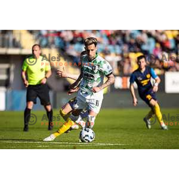 in action during Prva liga Telemach football match between Olimpija Ljubljana and Celje in Stadion z’dezele, Celje, Slovenia on April 27, 2025. Photo: Jure Banfi