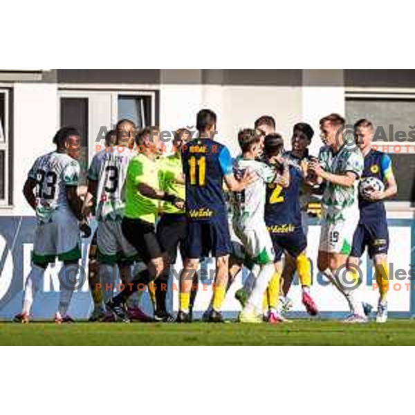 in action during Prva liga Telemach football match between Olimpija Ljubljana and Celje in Stadion z’dezele, Celje, Slovenia on April 27, 2025. Photo: Jure Banfi
