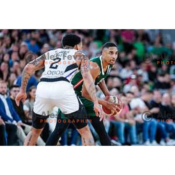 in action during regular season basketball match of AdmiralBet ABA League 2024/2025 between Cedevita Olimpija Ljubljana (SLO) and Partizan Mozzart Bet (SRB) in SRC Stozice, Ljubljana, Slovenia on April 27, 2025