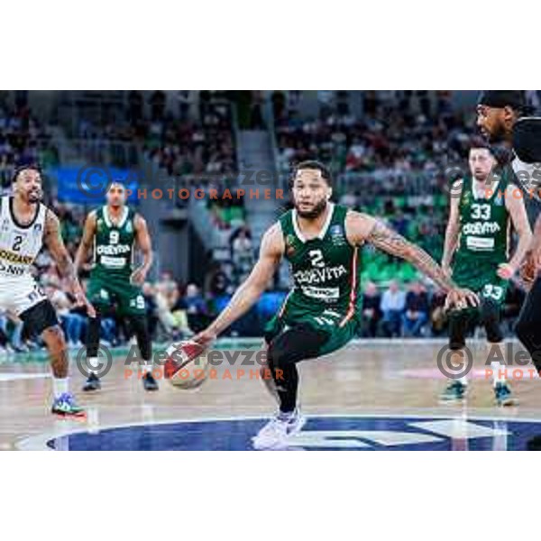 in action during regular season basketball match of AdmiralBet ABA League 2024/2025 between Cedevita Olimpija Ljubljana (SLO) and Partizan Mozzart Bet (SRB) in SRC Stozice, Ljubljana, Slovenia on April 27, 2025