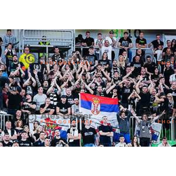 in action during regular season basketball match of AdmiralBet ABA League 2024/2025 between Cedevita Olimpija Ljubljana (SLO) and Partizan Mozzart Bet (SRB) in SRC Stozice, Ljubljana, Slovenia on April 27, 2025