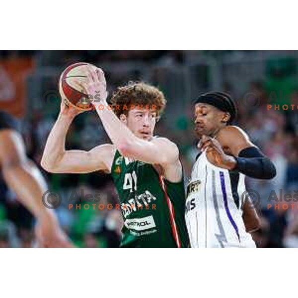 in action during regular season basketball match of AdmiralBet ABA League 2024/2025 between Cedevita Olimpija Ljubljana (SLO) and Partizan Mozzart Bet (SRB) in SRC Stozice, Ljubljana, Slovenia on April 27, 2025