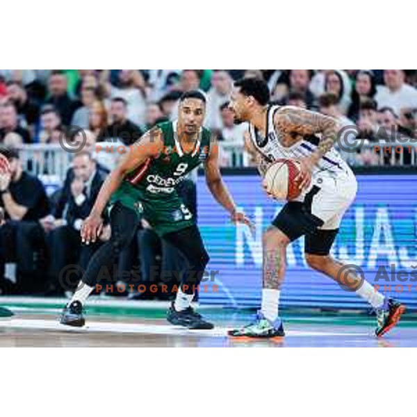 in action during regular season basketball match of AdmiralBet ABA League 2024/2025 between Cedevita Olimpija Ljubljana (SLO) and Partizan Mozzart Bet (SRB) in SRC Stozice, Ljubljana, Slovenia on April 27, 2025