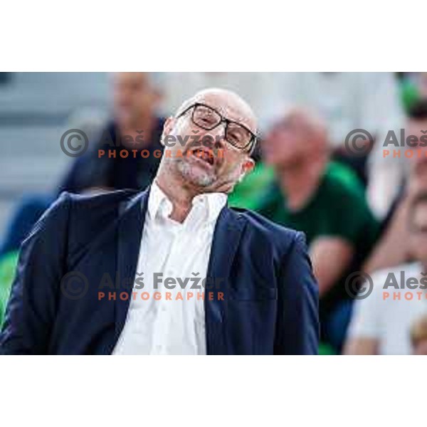 Zvezdan Mitrovic, head coach of Cedevita Olimpija during regular season basketball match of AdmiralBet ABA League 2024/2025 between Cedevita Olimpija Ljubljana (SLO) and Partizan Mozzart Bet (SRB) in SRC Stozice, Ljubljana, Slovenia on April 27, 2025
