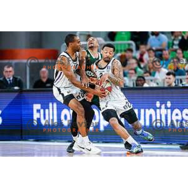in action during regular season basketball match of AdmiralBet ABA League 2024/2025 between Cedevita Olimpija Ljubljana (SLO) and Partizan Mozzart Bet (SRB) in SRC Stozice, Ljubljana, Slovenia on April 27, 2025