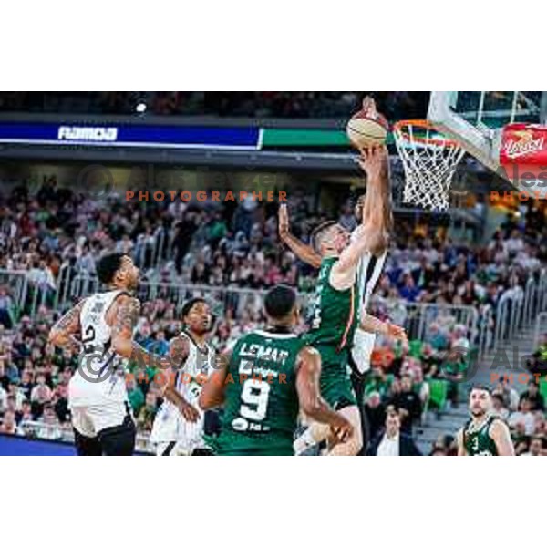 Aleksej Nikolic in action during regular season basketball match of AdmiralBet ABA League 2024/2025 between Cedevita Olimpija Ljubljana (SLO) and Partizan Mozzart Bet (SRB) in SRC Stozice, Ljubljana, Slovenia on April 27, 2025