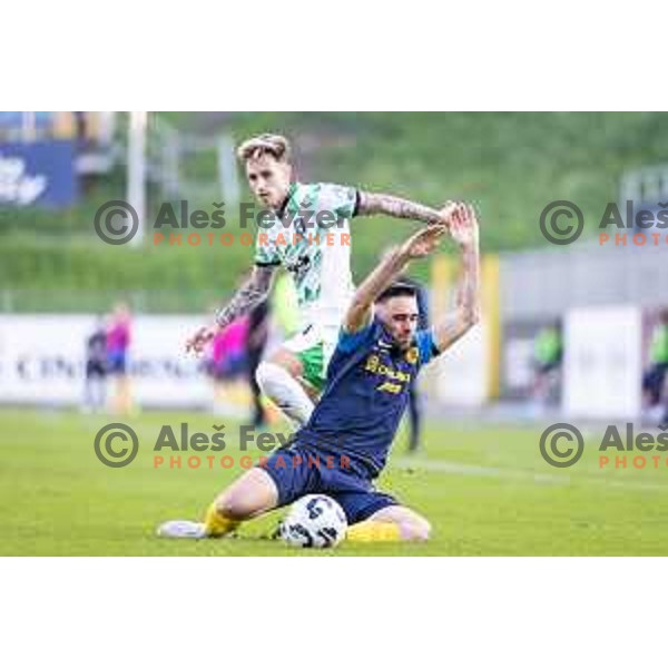 in action during Prva liga Telemach football match between Olimpija Ljubljana and Celje in Stadion z’dezele, Celje, Slovenia on April 27, 2025. Photo: Jure Banfi