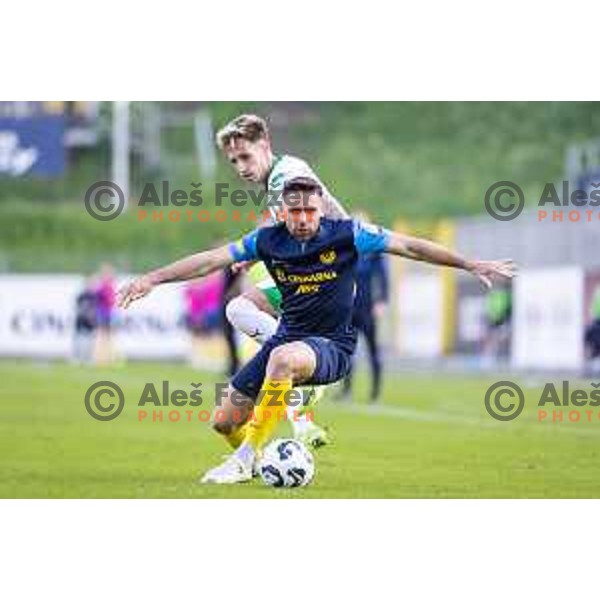 in action during Prva liga Telemach football match between Olimpija Ljubljana and Celje in Stadion z’dezele, Celje, Slovenia on April 27, 2025. Photo: Jure Banfi