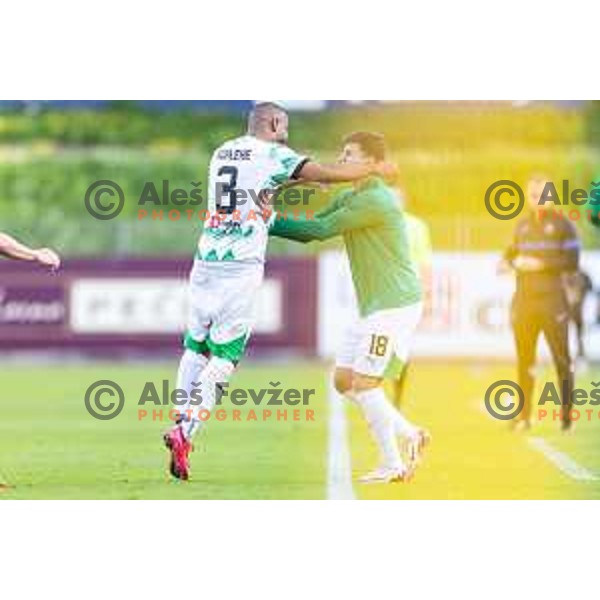 in action during Prva liga Telemach football match between Olimpija Ljubljana and Celje in Stadion z’dezele, Celje, Slovenia on April 27, 2025. Photo: Jure Banfi