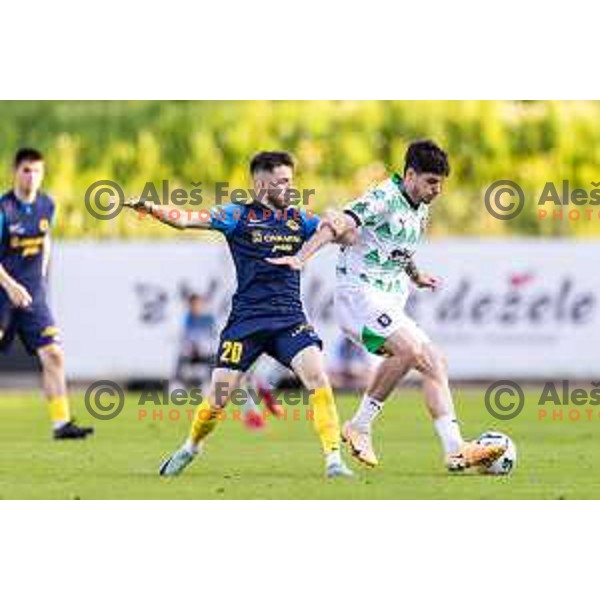 in action during Prva liga Telemach football match between Olimpija Ljubljana and Celje in Stadion z’dezele, Celje, Slovenia on April 27, 2025. Photo: Jure Banfi
