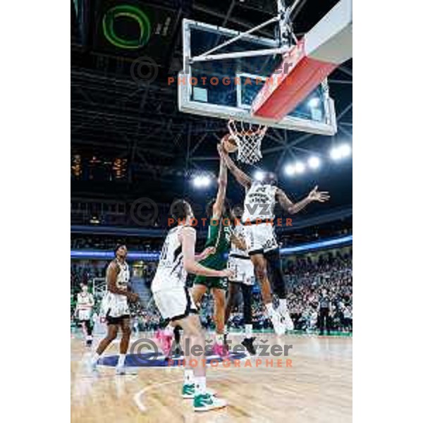 in action during regular season basketball match of AdmiralBet ABA League 2024/2025 between Cedevita Olimpija Ljubljana (SLO) and Partizan Mozzart Bet (SRB) in SRC Stozice, Ljubljana, Slovenia on April 27, 2025