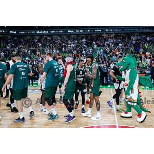 in action during regular season basketball match of AdmiralBet ABA League 2024/2025 between Cedevita Olimpija Ljubljana (SLO) and Partizan Mozzart Bet (SRB) in SRC Stozice, Ljubljana, Slovenia on April 27, 2025