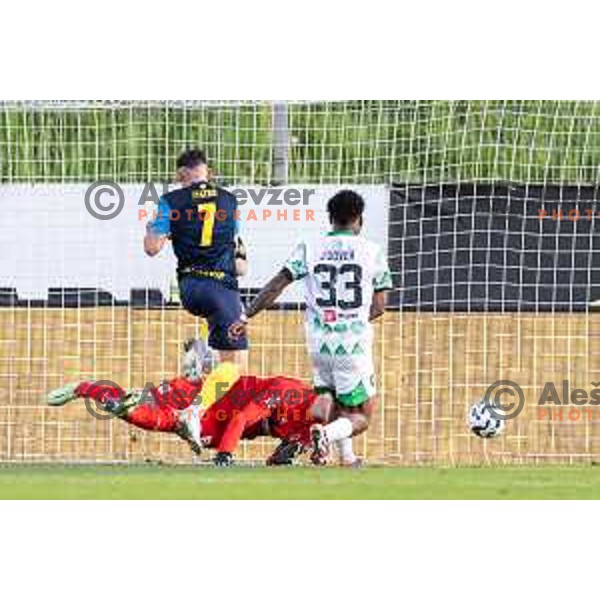 in action during Prva liga Telemach football match between Olimpija Ljubljana and Celje in Stadion z’dezele, Celje, Slovenia on April 27, 2025. Photo: Jure Banfi