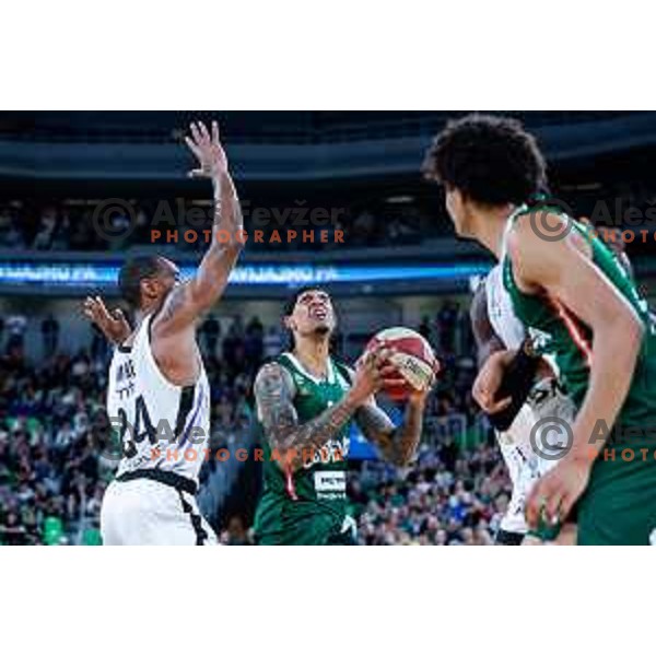 Devin Robinson in action during regular season basketball match of AdmiralBet ABA League 2024/2025 between Cedevita Olimpija Ljubljana (SLO) and Partizan Mozzart Bet (SRB) in SRC Stozice, Ljubljana, Slovenia on April 27, 2025