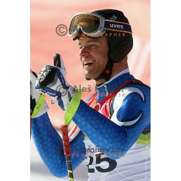 in the finish line of 2006 Torino Winter Olympic games men\'s downhill race in Borgata, Sestriere on February 12, 2006