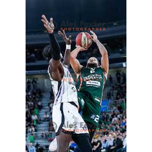 in action during regular season basketball match of AdmiralBet ABA League 2024/2025 between Cedevita Olimpija Ljubljana (SLO) and Partizan Mozzart Bet (SRB) in SRC Stozice, Ljubljana, Slovenia on April 27, 2025