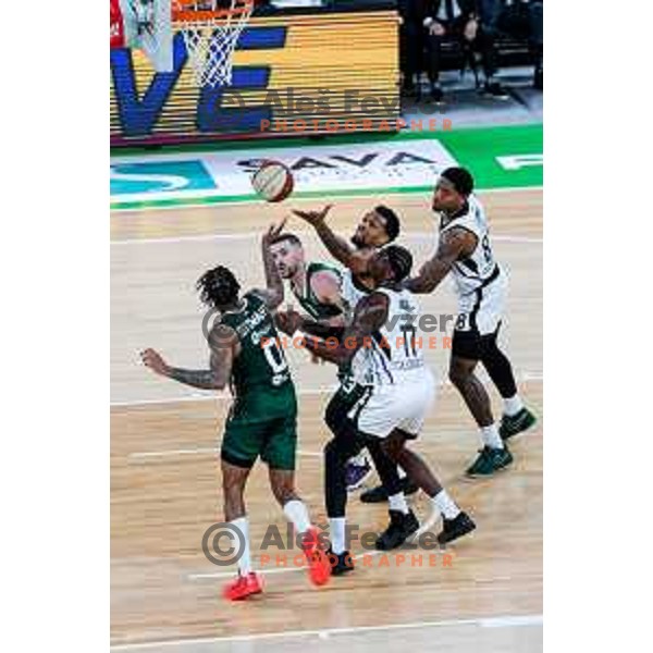 in action during regular season basketball match of AdmiralBet ABA League 2024/2025 between Cedevita Olimpija Ljubljana (SLO) and Partizan Mozzart Bet (SRB) in SRC Stozice, Ljubljana, Slovenia on April 27, 2025