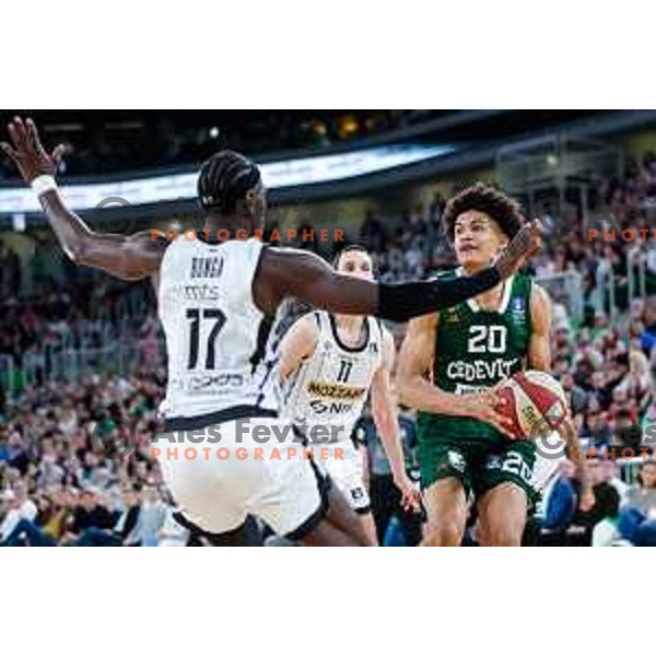 Joan Beringer in action during regular season basketball match of AdmiralBet ABA League 2024/2025 between Cedevita Olimpija Ljubljana (SLO) and Partizan Mozzart Bet (SRB) in SRC Stozice, Ljubljana, Slovenia on April 27, 2025