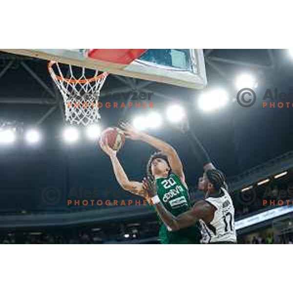 in action during regular season basketball match of AdmiralBet ABA League 2024/2025 between Cedevita Olimpija Ljubljana (SLO) and Partizan Mozzart Bet (SRB) in SRC Stozice, Ljubljana, Slovenia on April 27, 2025