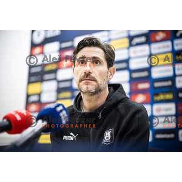 Victor Sanchez, head coach of Olimpija at the press conference after Prva liga Telemach football match between Olimpija Ljubljana and Celje in Stadion z’dezele, Celje, Slovenia on April 27, 2025. Photo: Jure Banfi