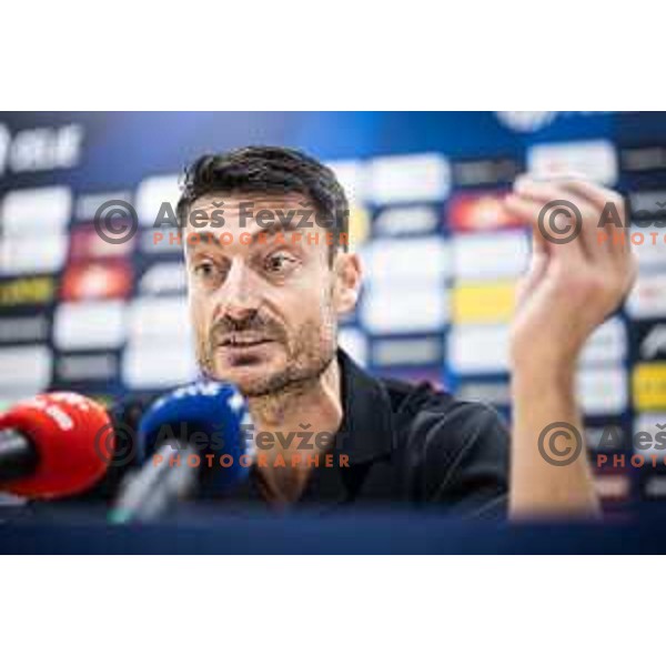Albert Riera, head coach of Celje at the press conference after Prva liga Telemach football match between Olimpija Ljubljana and Celje in Stadion z’dezele, Celje, Slovenia on April 27, 2025. Photo: Jure Banfi