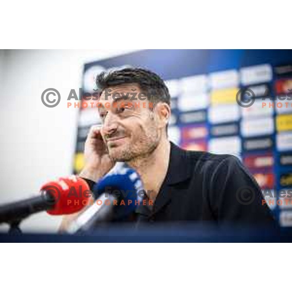 Albert Riera, head coach of Celje at the press conference after Prva liga Telemach football match between Olimpija Ljubljana and Celje in Stadion z’dezele, Celje, Slovenia on April 27, 2025. Photo: Jure Banfi