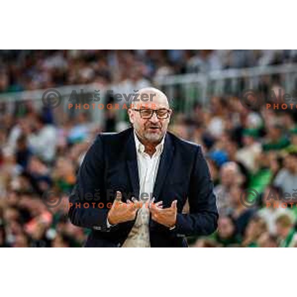 in action during regular season basketball match of AdmiralBet ABA League 2024/2025 between Cedevita Olimpija Ljubljana (SLO) and Partizan Mozzart Bet (SRB) in SRC Stozice, Ljubljana, Slovenia on April 27, 2025