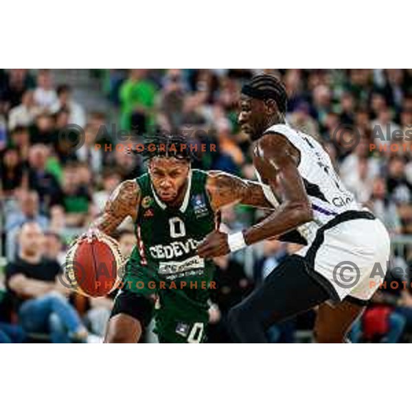 in action during regular season basketball match of AdmiralBet ABA League 2024/2025 between Cedevita Olimpija Ljubljana (SLO) and Partizan Mozzart Bet (SRB) in SRC Stozice, Ljubljana, Slovenia on April 27, 2025