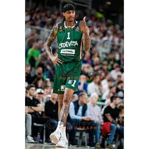 Devin Robinson in action during regular season basketball match of AdmiralBet ABA League 2024/2025 between Cedevita Olimpija Ljubljana (SLO) and Partizan Mozzart Bet (SRB) in SRC Stozice, Ljubljana, Slovenia on April 27, 2025
