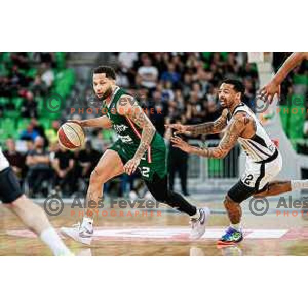 in action during regular season basketball match of AdmiralBet ABA League 2024/2025 between Cedevita Olimpija Ljubljana (SLO) and Partizan Mozzart Bet (SRB) in SRC Stozice, Ljubljana, Slovenia on April 27, 2025