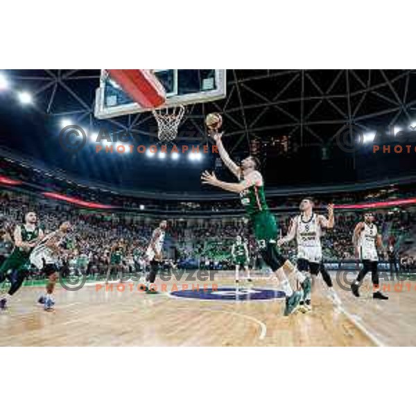 Danilo Tasic in action during regular season basketball match of AdmiralBet ABA League 2024/2025 between Cedevita Olimpija Ljubljana (SLO) and Partizan Mozzart Bet (SRB) in SRC Stozice, Ljubljana, Slovenia on April 27, 2025