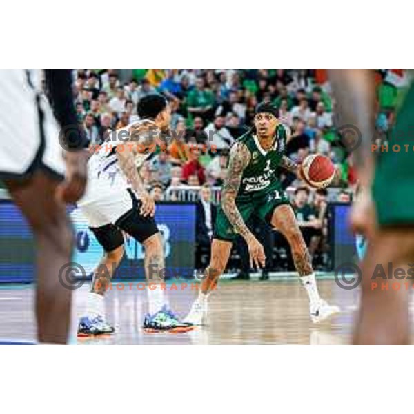 Devin Robinson in action during regular season basketball match of AdmiralBet ABA League 2024/2025 between Cedevita Olimpija Ljubljana (SLO) and Partizan Mozzart Bet (SRB) in SRC Stozice, Ljubljana, Slovenia on April 27, 2025