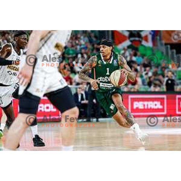 Devin Robinson in action during regular season basketball match of AdmiralBet ABA League 2024/2025 between Cedevita Olimpija Ljubljana (SLO) and Partizan Mozzart Bet (SRB) in SRC Stozice, Ljubljana, Slovenia on April 27, 2025