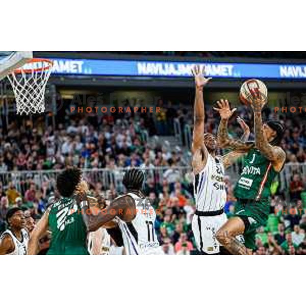 Devin Robinson in action during regular season basketball match of AdmiralBet ABA League 2024/2025 between Cedevita Olimpija Ljubljana (SLO) and Partizan Mozzart Bet (SRB) in SRC Stozice, Ljubljana, Slovenia on April 27, 2025