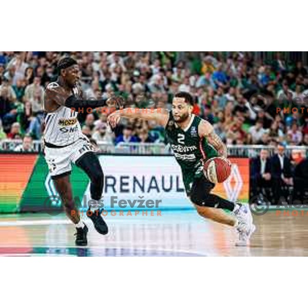 in action during regular season basketball match of AdmiralBet ABA League 2024/2025 between Cedevita Olimpija Ljubljana (SLO) and Partizan Mozzart Bet (SRB) in SRC Stozice, Ljubljana, Slovenia on April 27, 2025