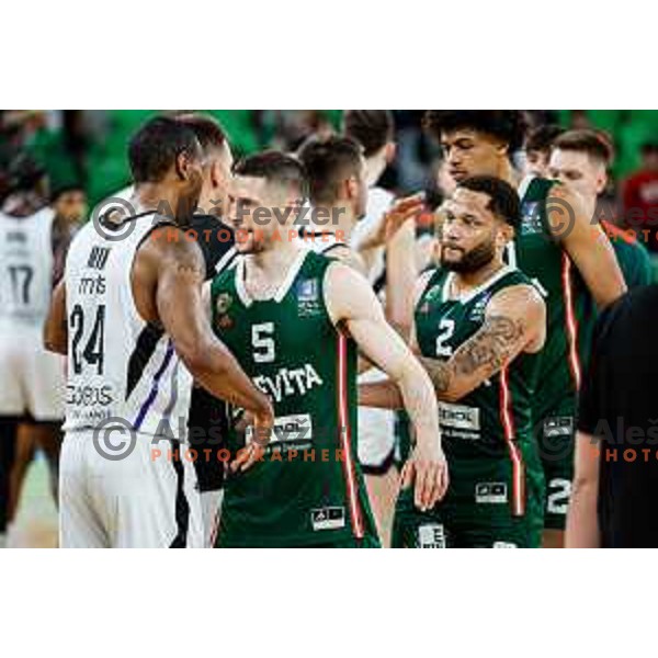 Aleksej Nikolic in action during regular season basketball match of AdmiralBet ABA League 2024/2025 between Cedevita Olimpija Ljubljana (SLO) and Partizan Mozzart Bet (SRB) in SRC Stozice, Ljubljana, Slovenia on April 27, 2025