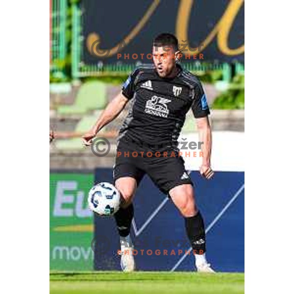 Amadej Marosa in action during Prva Liga Telemach 2024/25 football match between Bravo Big Bang and Mura in Ljubljana, Slovenia on April 28, 2025