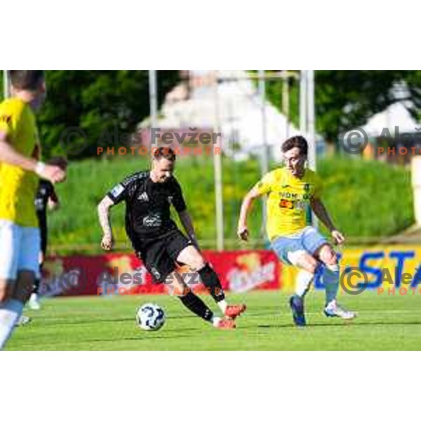 Martin Pecar in action during Prva Liga Telemach 2024/25 football match between Bravo Big Bang and Mura in Ljubljana, Slovenia on April 28, 2025