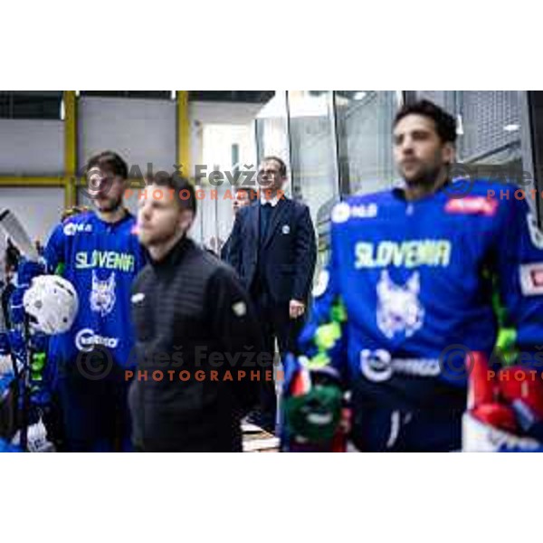 in action during World Championships 2025 preparation ice-hockey match between Slovenia and Denmark in Ledna Dvorana, Maribor, Slovenia on April 30, 2025. Photo: Jure Banfi