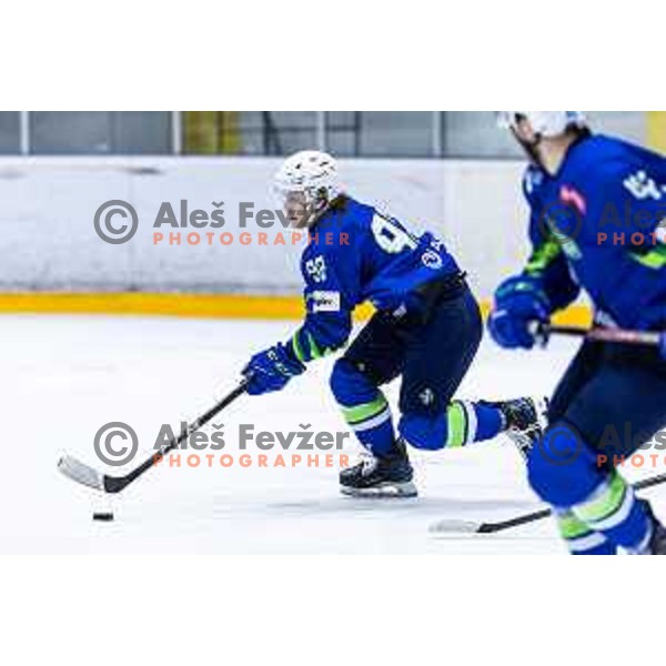 in action during World Championships 2025 preparation ice-hockey match between Slovenia and Denmark in Ledna Dvorana, Maribor, Slovenia on April 30, 2025. Photo: Jure Banfi