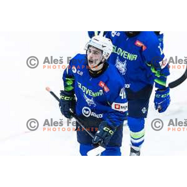in action during World Championship 2025 preparation ice-hockey match between Slovenia and Denmark in Ledna Dvorana, Maribor, Slovenia on April 30, 2025. Photo: Jure Banfi