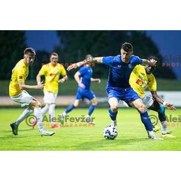 in action during Prva liga Telemach football match between Nafta 1903 and Bravo in Sportni park Lendava, Slovenia on May 1, 2025. Photo: Jure Banfi