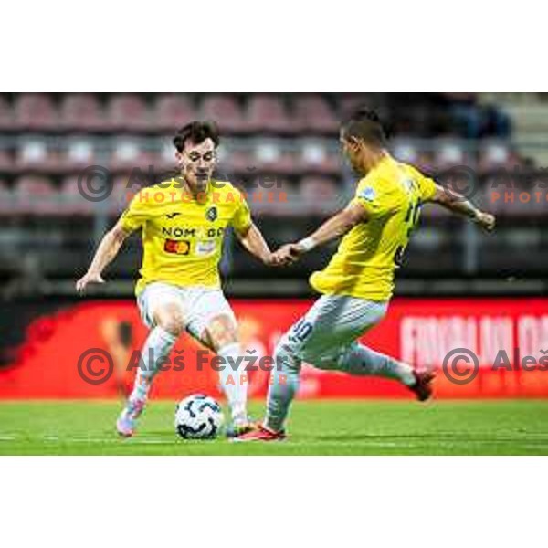 in action during Prva liga Telemach football match between Nafta 1903 and Bravo in Sportni park Lendava, Slovenia on May 1, 2025. Photo: Jure Banfi