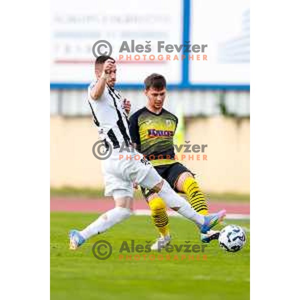 in action during Prva liga Telemach 2024/2025 football match between Kalcer Radomlje and Mura in Domzale Sports Park, Domzale on May 3, 2025