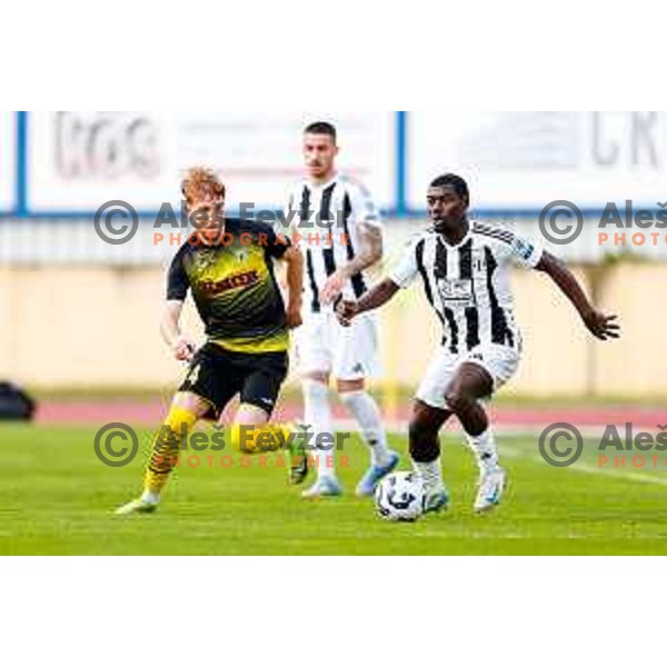 in action during Prva liga Telemach 2024/2025 football match between Kalcer Radomlje and Mura in Domzale Sports Park, Domzale on May 3, 2025