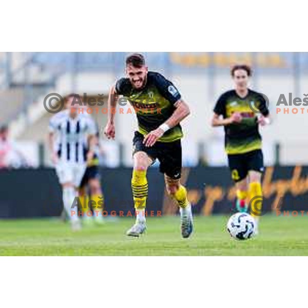 in action during Prva liga Telemach 2024/2025 football match between Kalcer Radomlje and Mura in Domzale Sports Park, Domzale on May 3, 2025