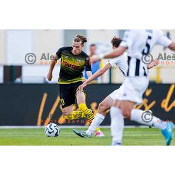 in action during Prva liga Telemach 2024/2025 football match between Kalcer Radomlje and Mura in Domzale Sports Park, Domzale on May 3, 2025