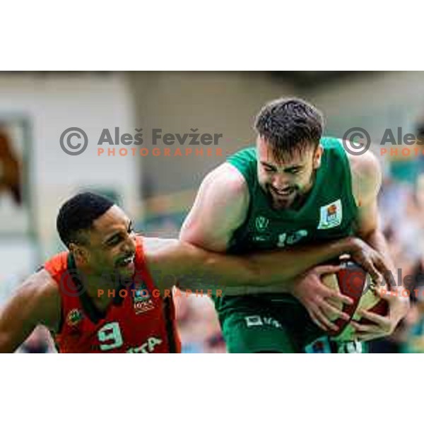 Brynton Lemar in action during at regular season basketball match of AdmiralBet ABA League 2024/2025 between Krka (SLO) and Cedevita Olimpija Ljubljana (SLO) in Novo mesto, Slovenia on May 3, 2025